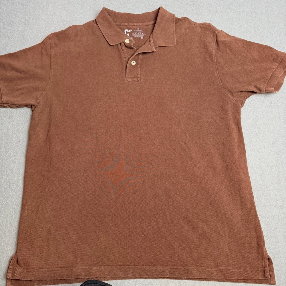 Gap Mens XL Classic Fit Brown Cotton Pique Short Sleeve Polo Shirt‎ No 54023